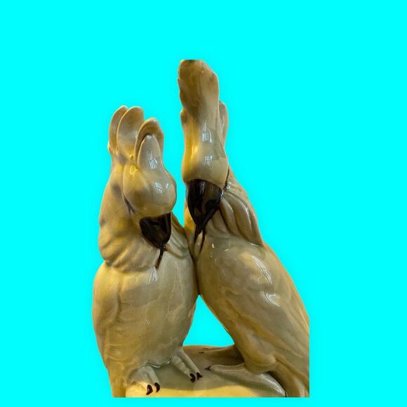 Vintage Cockatoo Lovebirds by Meiselman Imports Italy Light Green Glaze - Picture 5 of 14